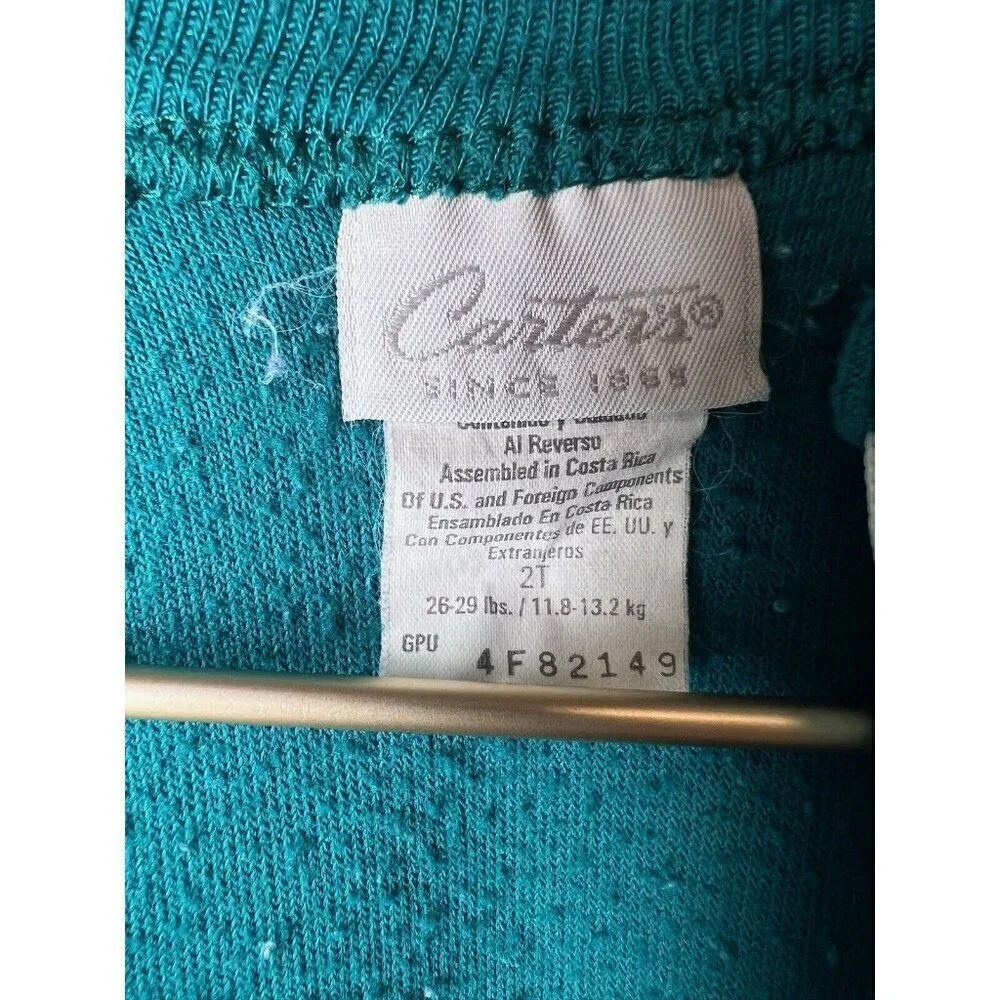 Vintage Toddler Carters One Piece Fleece Green Football 2t
